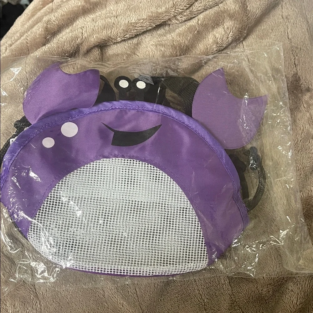 Purple Mesh Beach Bag Shell Collection Bag Zipper Crab Beach Play Storage Bag